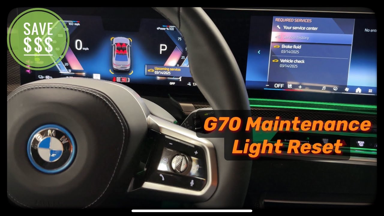 BMW G70 7 Series Maintenance Light  Reset procedure.