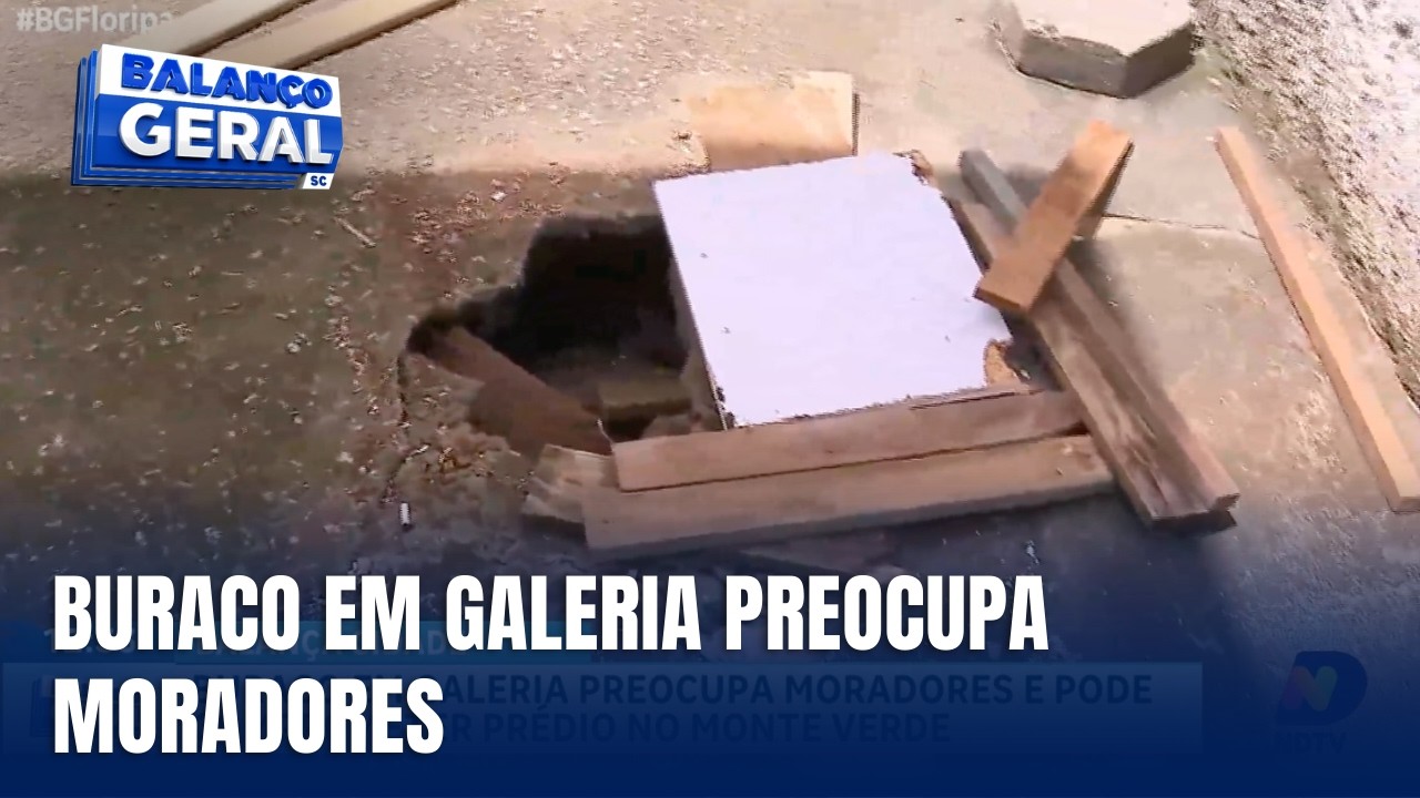 Buraco em galeria ameaça estrutura de prédio no Monte Verde