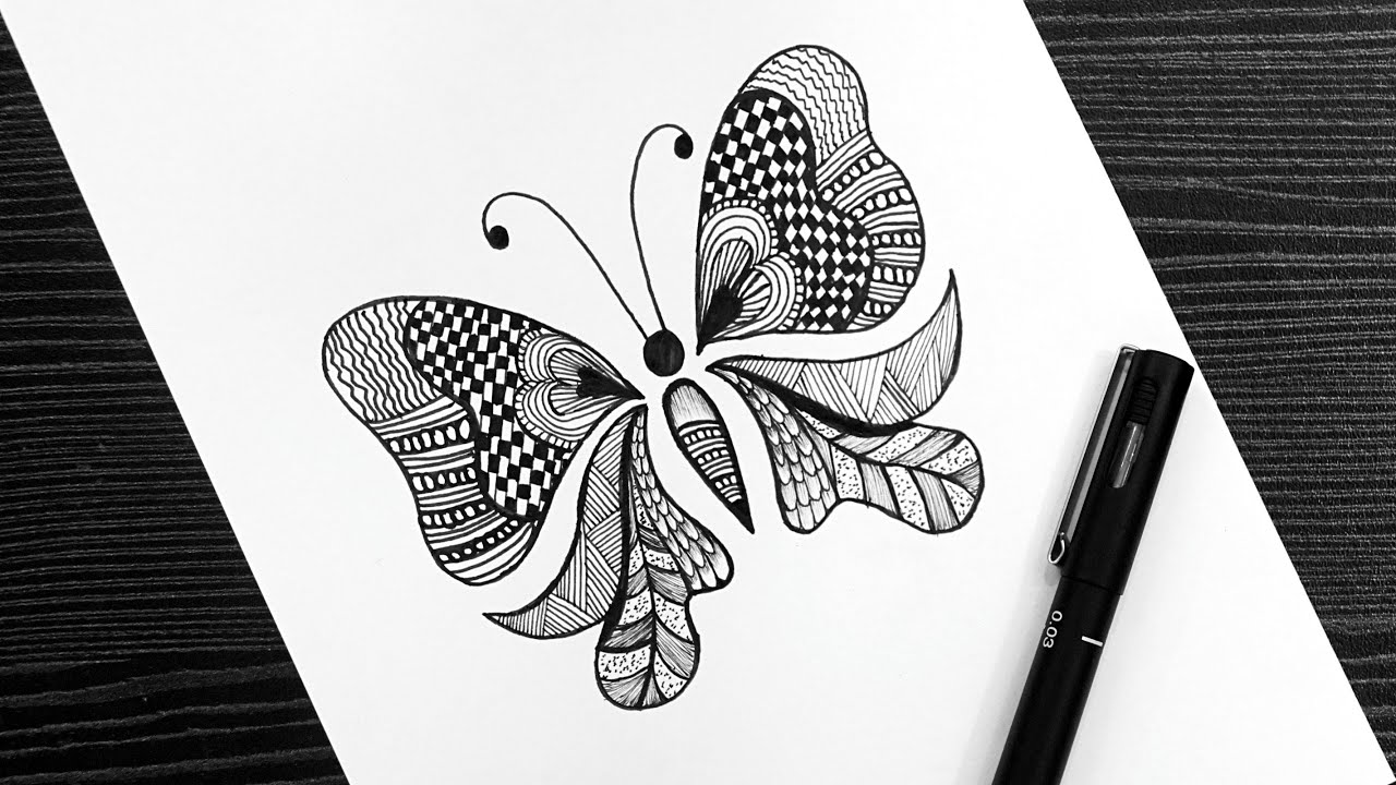 Butterfly Doodle Art || Как рисовать бабочку || Рисунок бабочки || Doodle Art