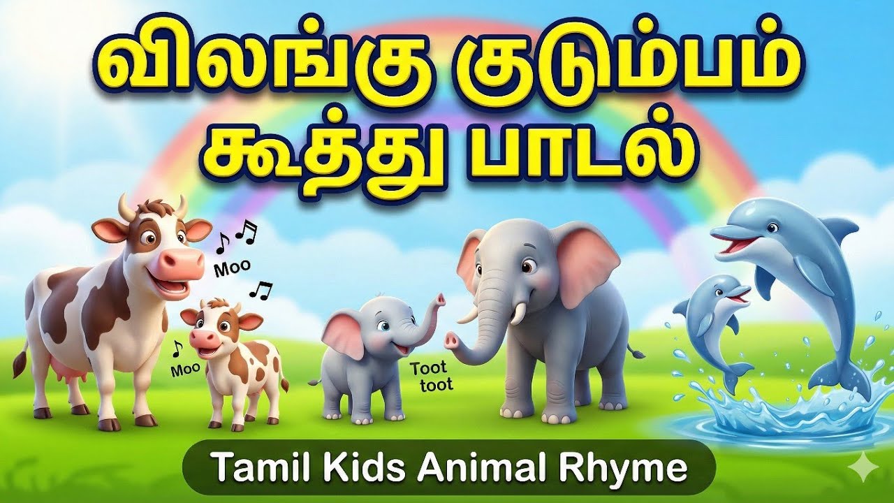 அம்மா அப்பா குட்டி விலங்குகள் 🎵 | Animal Family Tamil Rhyme for Kids