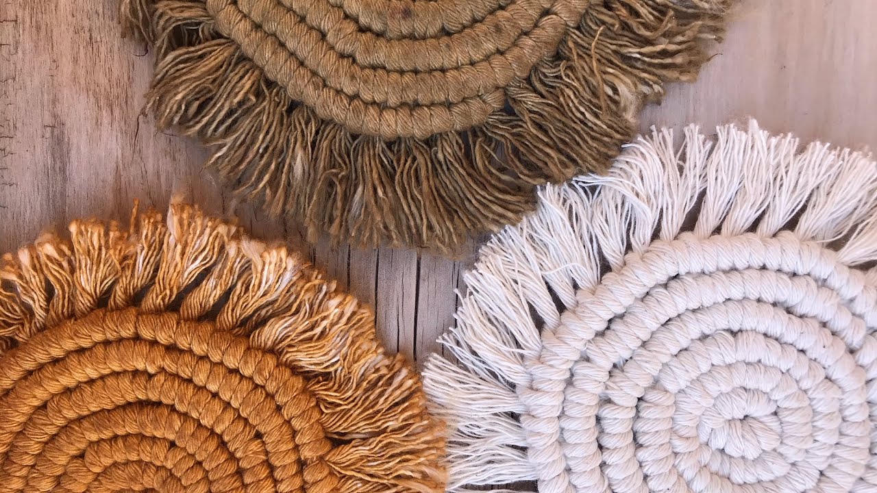 Paso a paso de posavasos  circular en macramé .