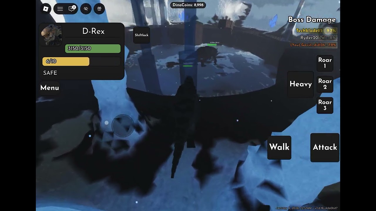 Secret glitch of how to get the d rex boss out of the pit in Jurassic blocky 