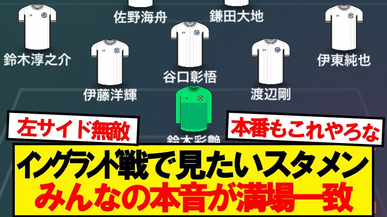 運命のイングランド戦、みんなが見たいスタメンがこちらです！！！