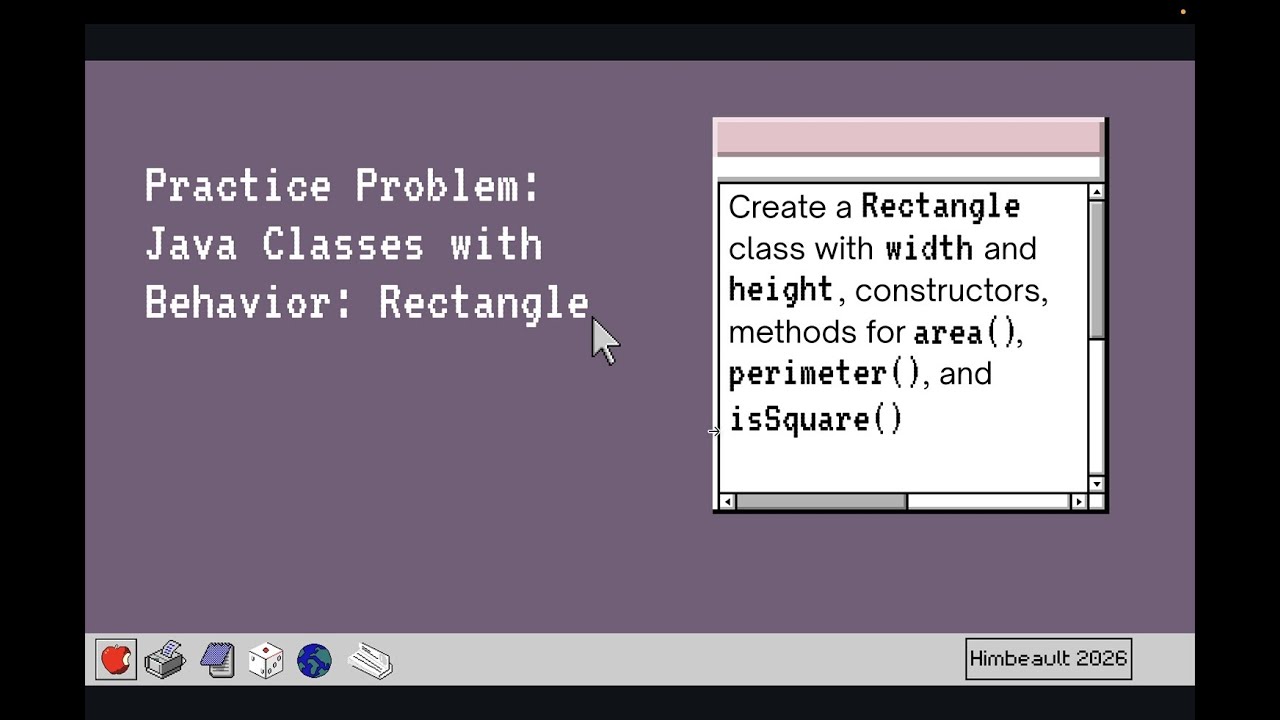 Java Classes with Behavior: Rectangle (Constructors, Methods, isSquare)