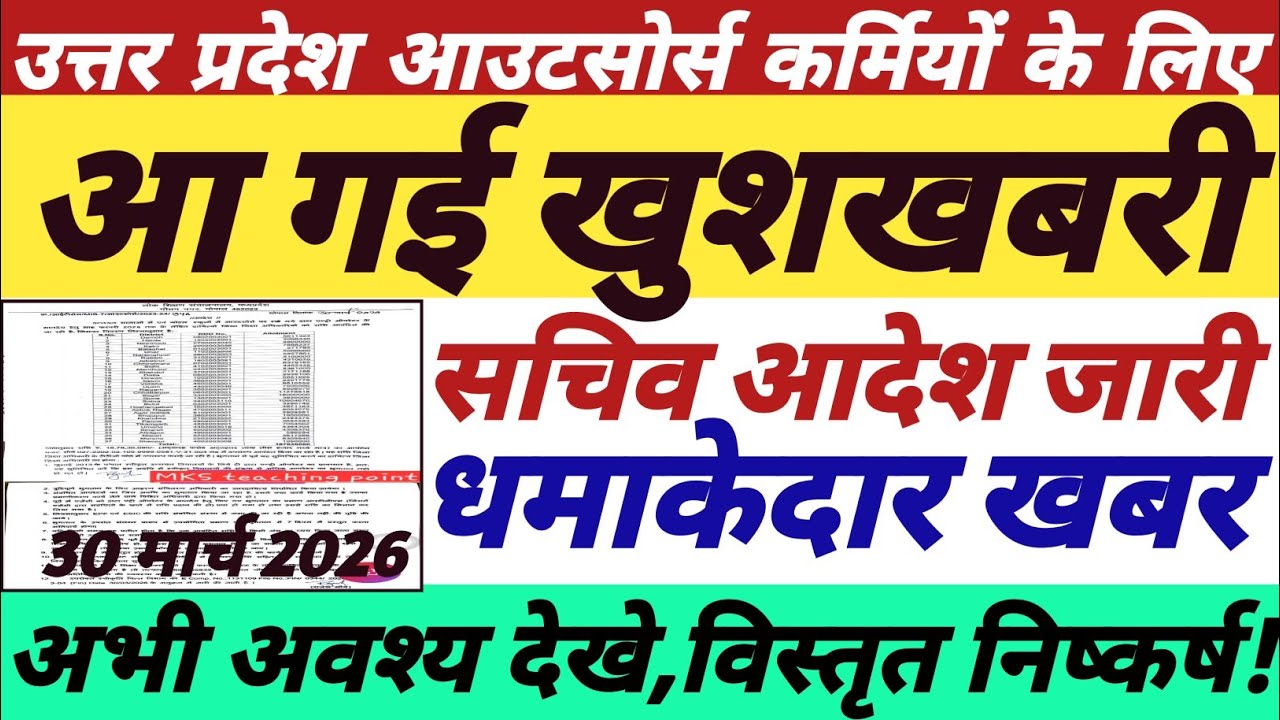 📢 उत्तर प्रदेश आउटसोर्स कर्मियों के लिए सचिव आदेश जारी,धमाकेदार खबर,अभी देखे,विस्तृत निष्कर्ष ||