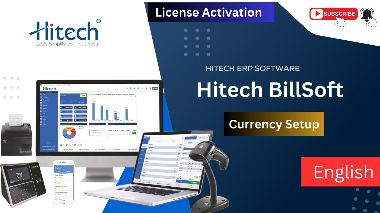 Hitech BillSoft Global Edition - Currency setup and Software activation (English)