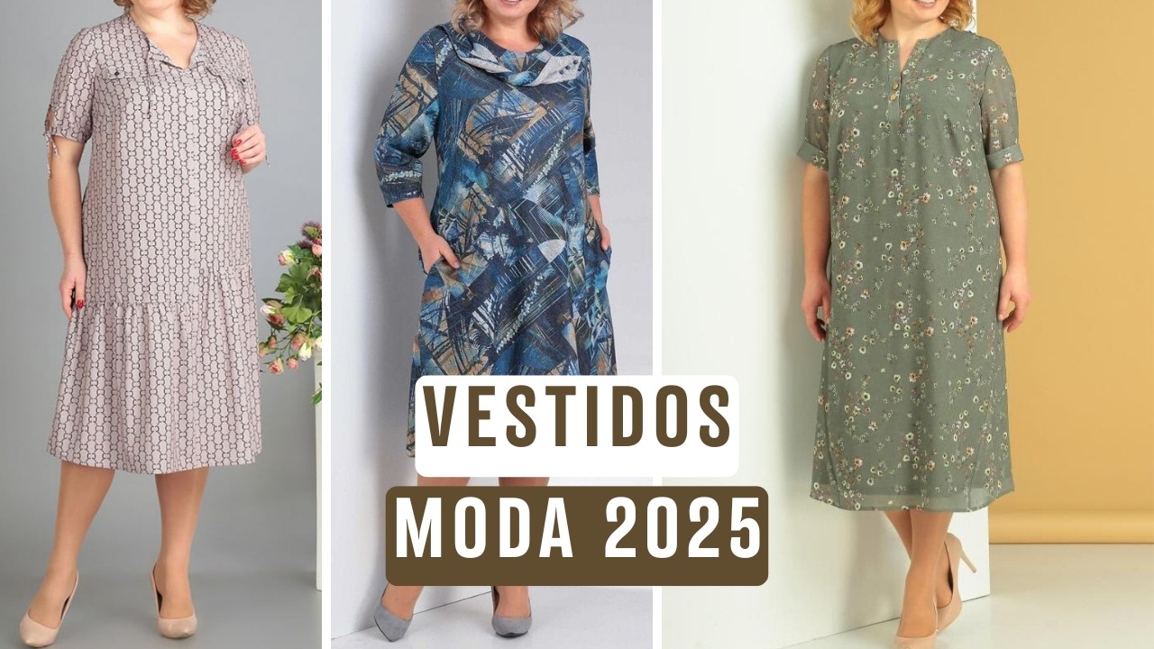 VESTIDOS ELEGANTES para SENHORAS de 50, 60, 70, 80 ANOS - MODA 2025