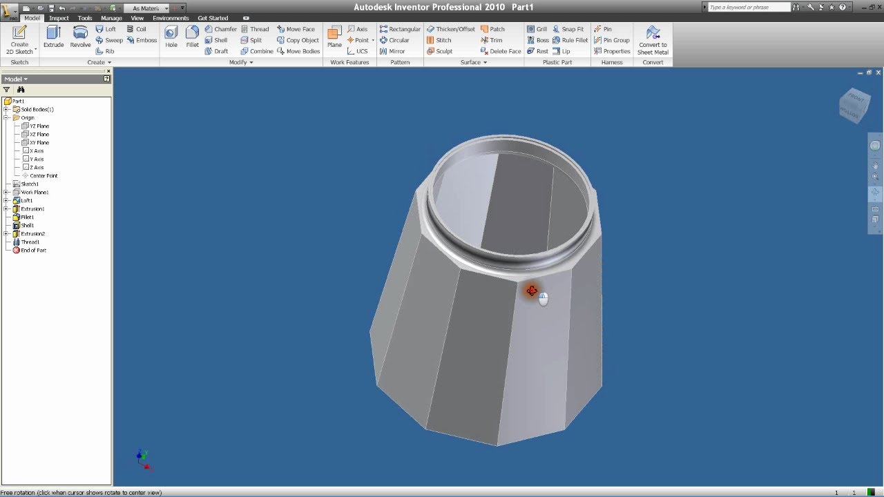 Modelado 3D de una cafetera con Autodesk Inventor (vídeo 1 de 6)