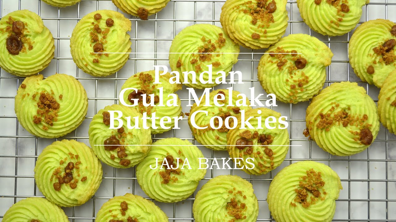 Pandan Gula Melaka Butter Cookies | Kue Semprit Pandan Gula Melaka | Jaja Bakes