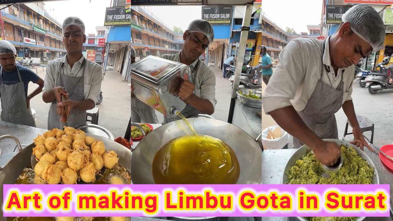 Art of making Special Gujarati Limbu Gota in Surat 😍🤩 Most Famous Super Tasty Gujarati Breakfast 🔥👌