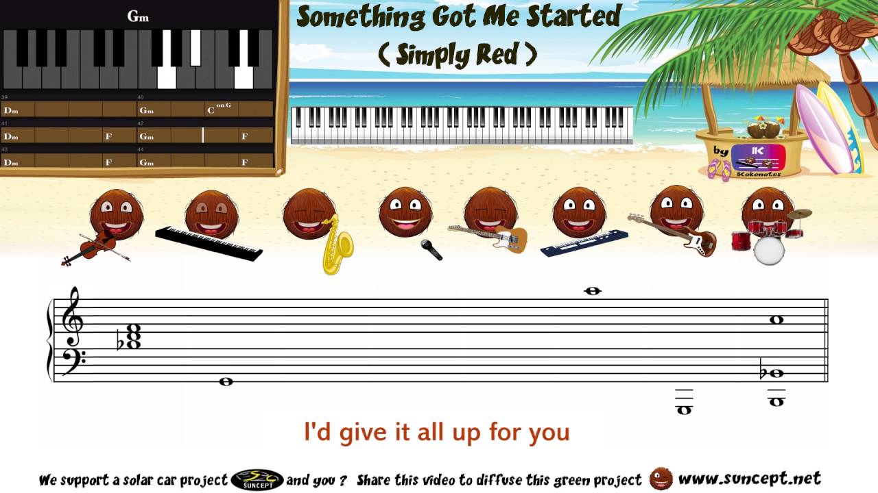 How to play : Something Got Me Started (Simply Red) - Tutorial / Karaoke / Chords / Score / Cover