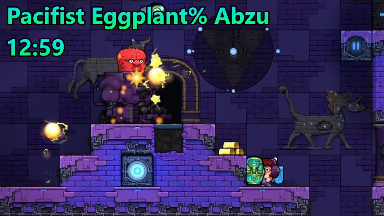 Pacifist Eggplant% Abzu 12:59.566 [Spelunky 2]