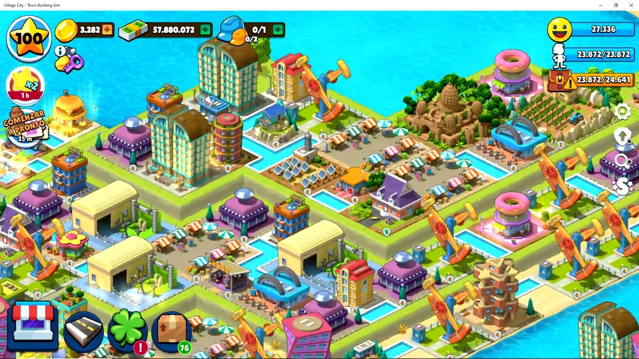VILLAGE CITY: TOWN BUILDING SIM (DIA 321) LV 100 (MAX) +6 EDIFICIOS