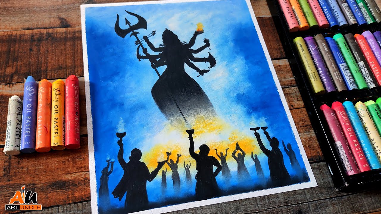 How to draw | Maa durga | Dusshera | Diwali | Indian festival | Oil pastel drawing | Step by step