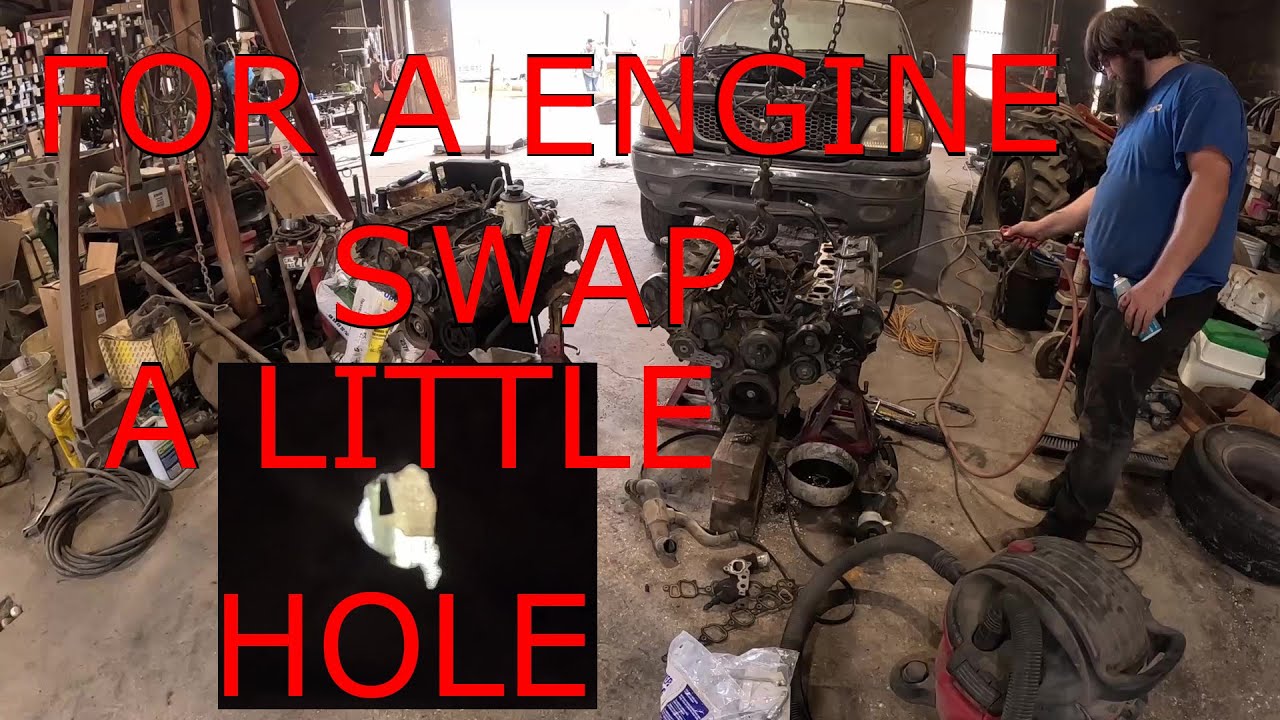 HOLE in the block to finish a engine swap!!