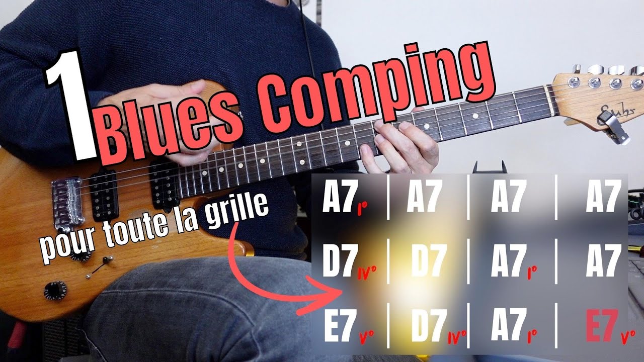 1 Blues Comping pour jouer toute la grille du Blues à la guitare !