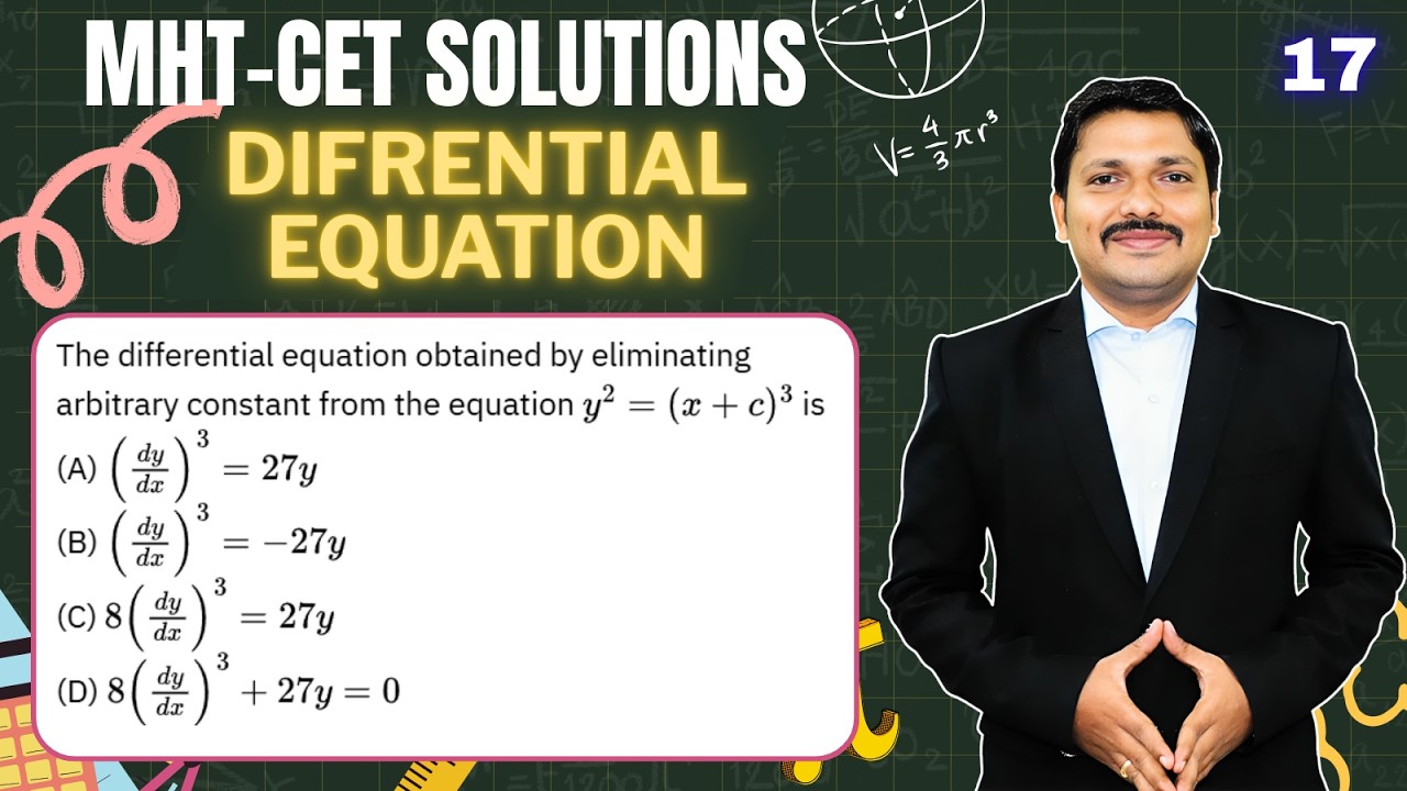 The differential equation obtained by eliminating arbitrary constant from the equation $y^2=(x+c)^3$