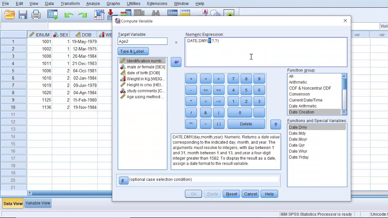 Module 07 Age Calculation using SPSS