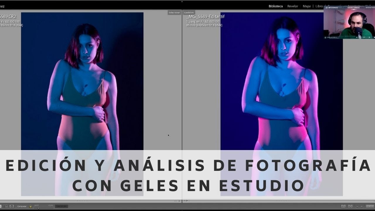 Edición de fotografía con geles en estudio
