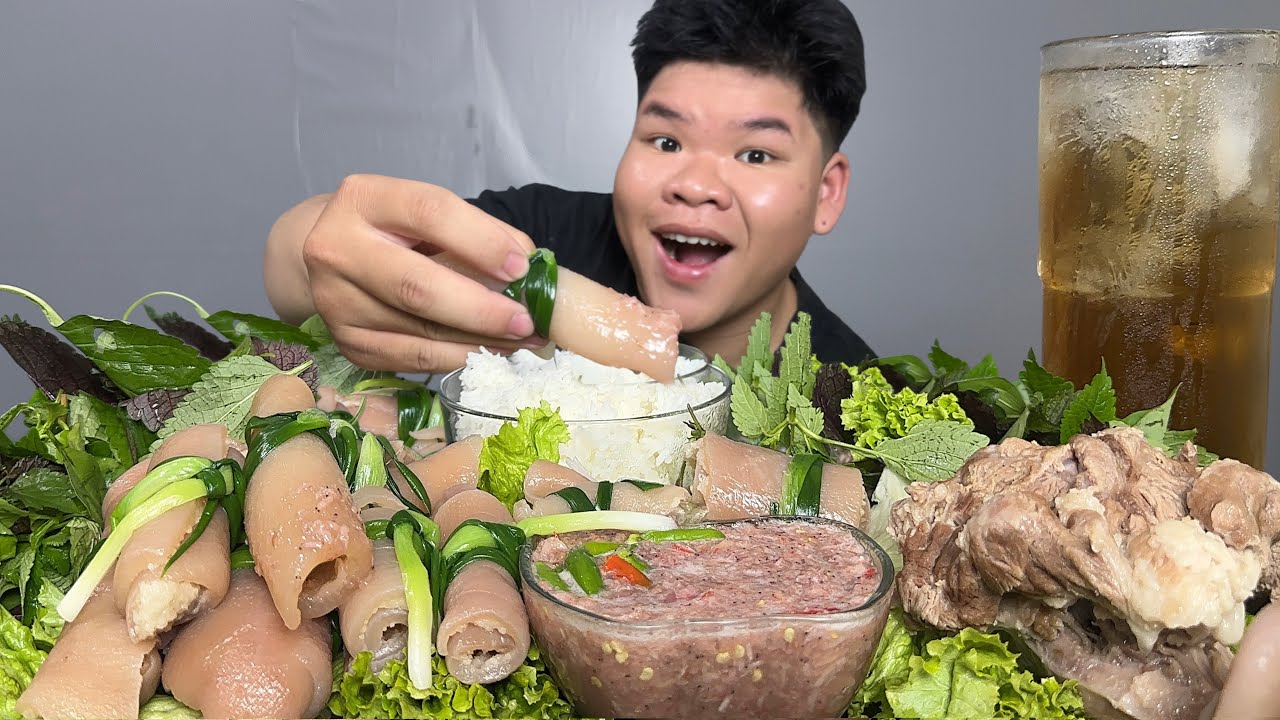 Đã Thèm Da Heo Cuộn Chấm Mắm Ruốc Muối Xổi Siêu Ngon | Dương Doubar 