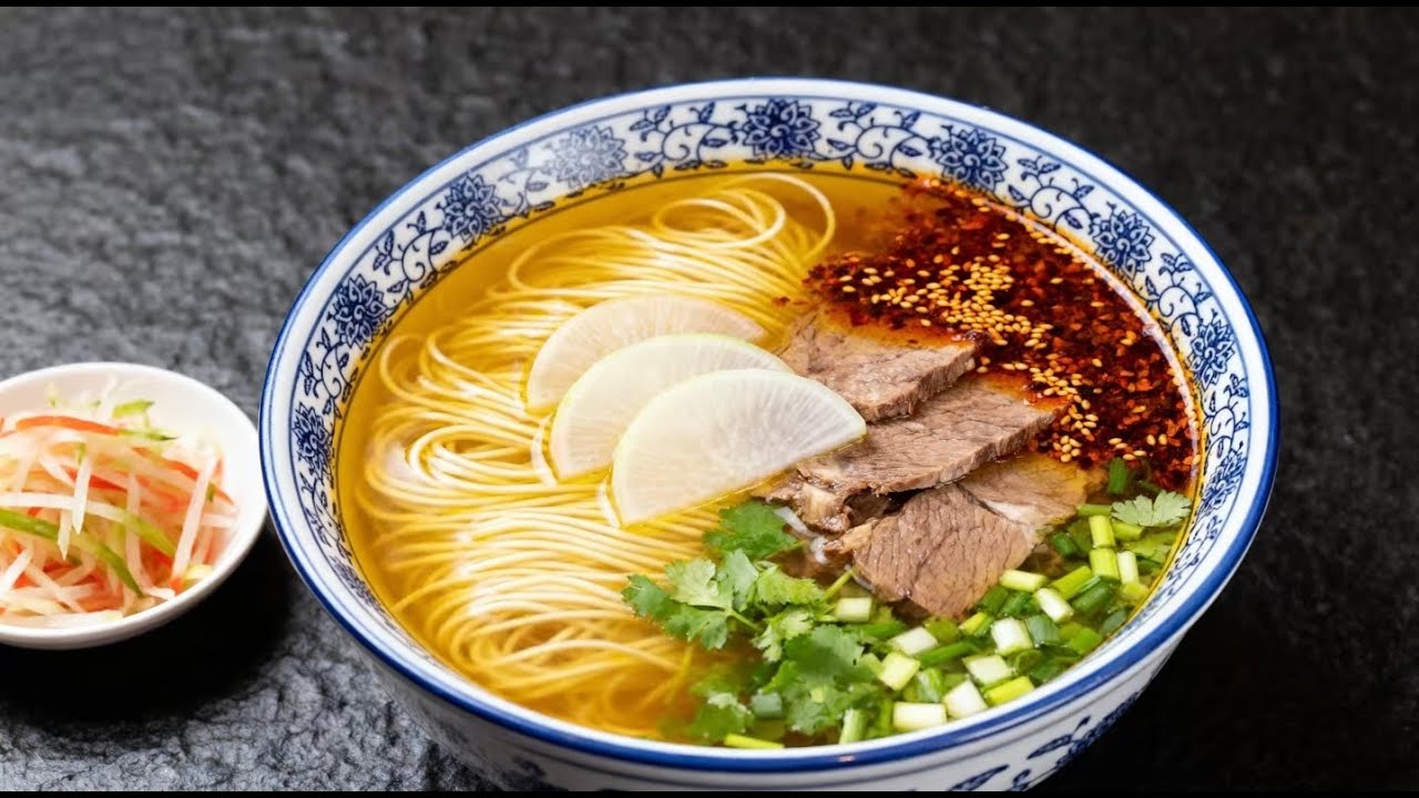 Hand-pulled Lanzhou beef Noodles China / 兰州拉面/ Chinese Noodles