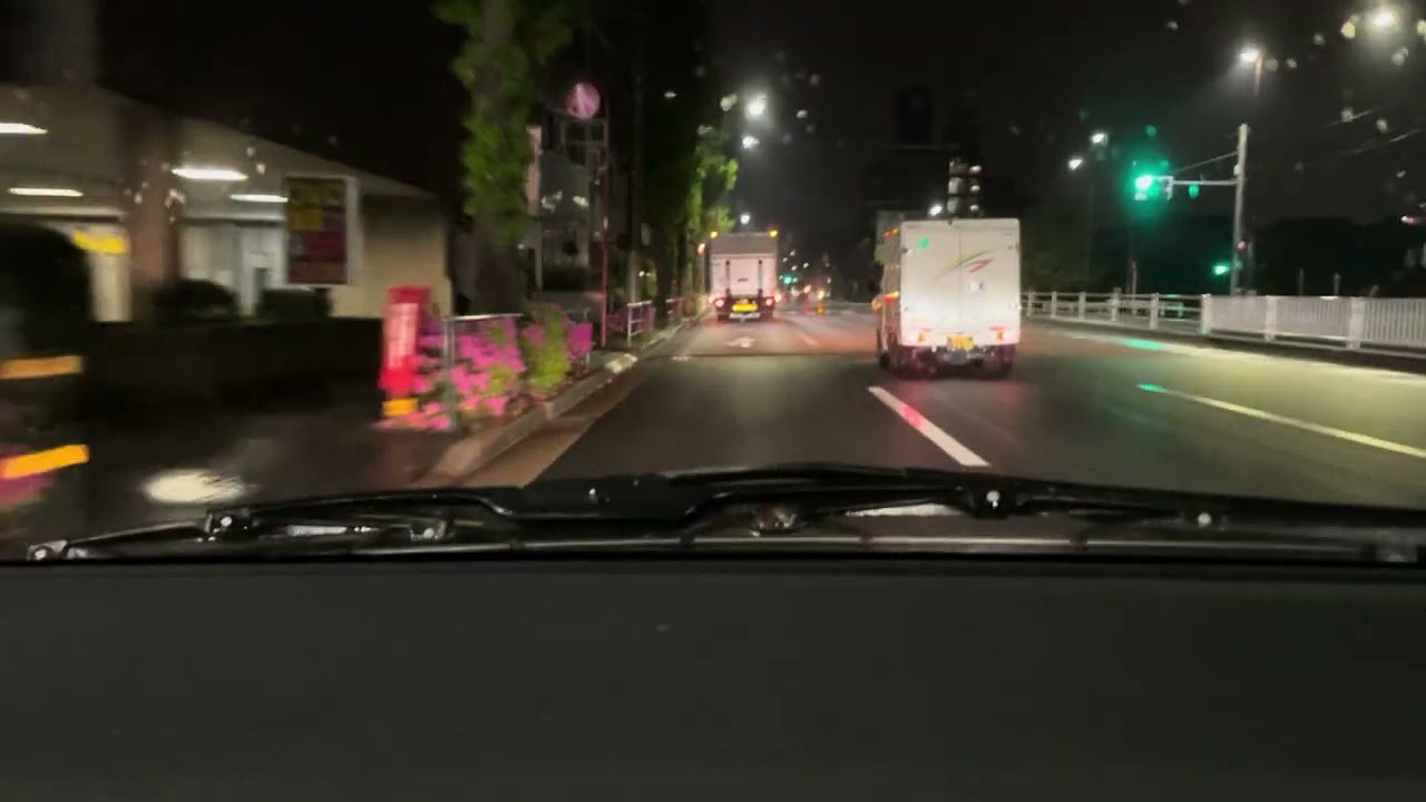 Driving in Service road at night for sleep,work,study (rear camera)