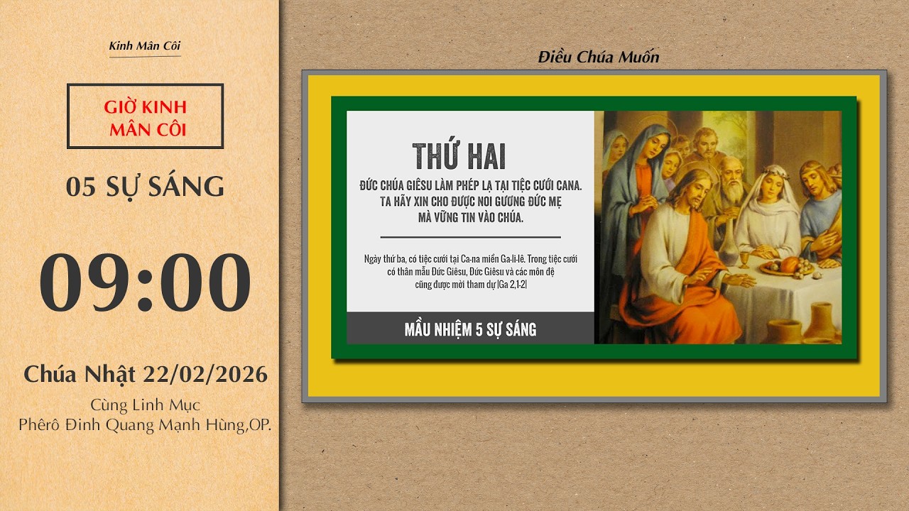 🔴Kinh Mân Côi | 22/02/2026 | 5 Sự Sáng - Sáng Chúa Nhật Tuần I Mùa Chay.
