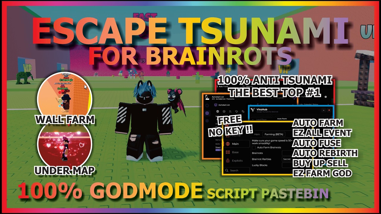 ESCAPE TSUNAMI FOR BRAINROTS Script Pastebin 2026 AUTO FARM, FLY, GODMODE, VALENTINE EVENT (NO KEY)