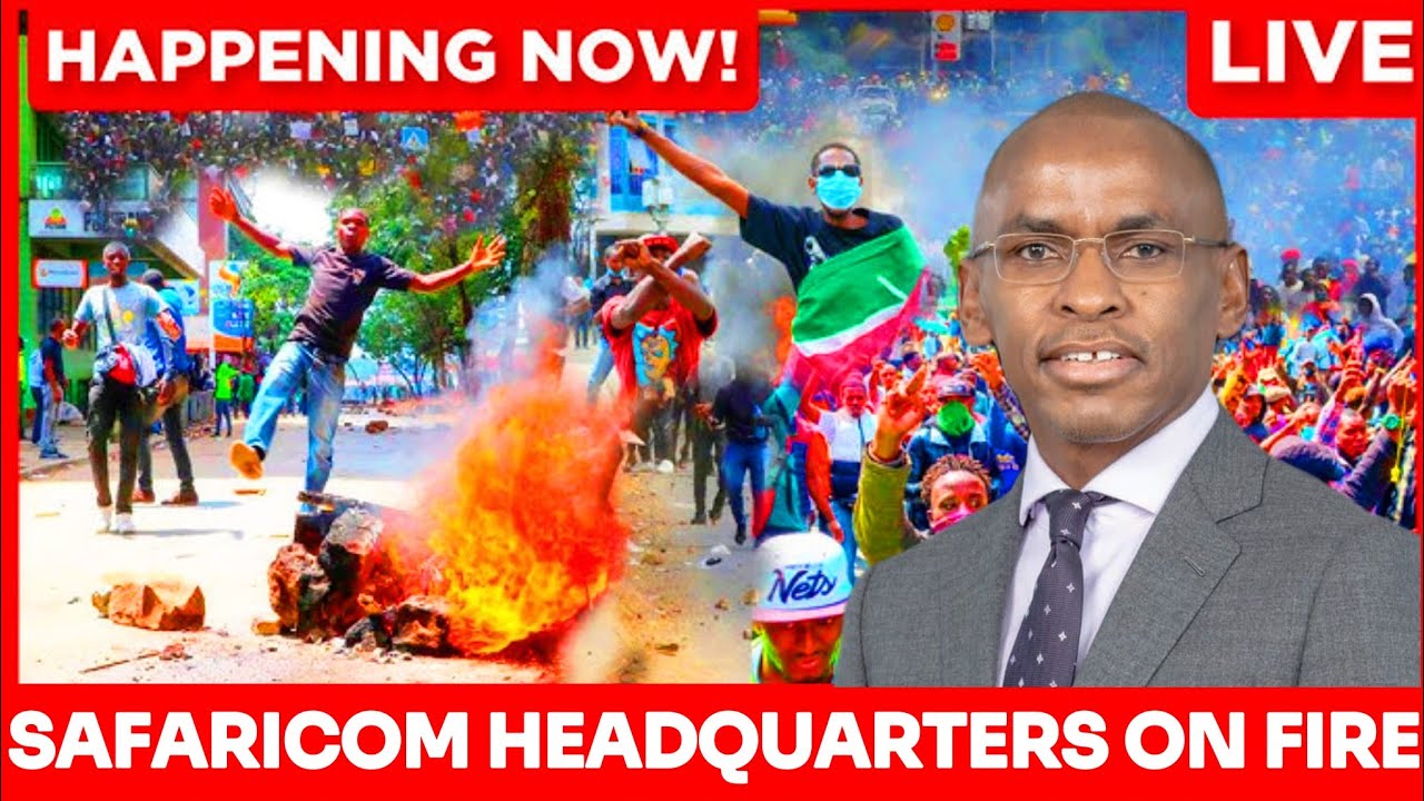 Total shutdown Nairobi ERUPTED as Massive CROWD STORM Safaricom headquarters Workers in TROUBLE