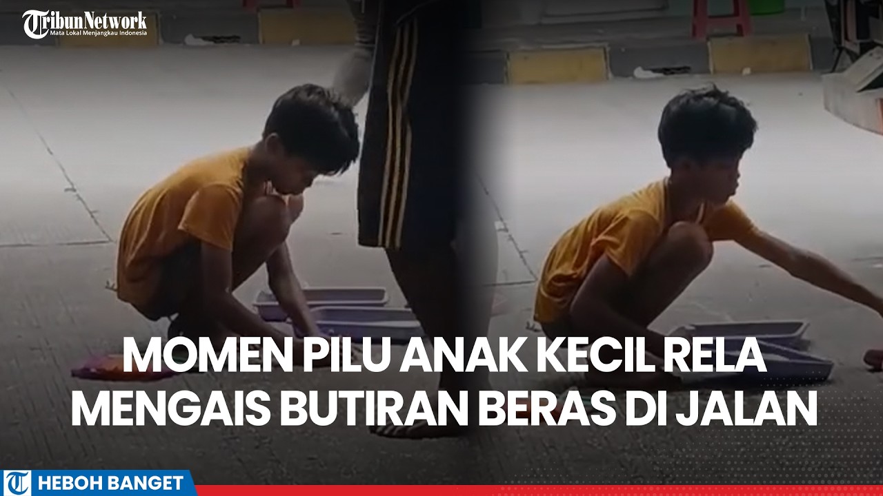Momen Pilu Seorang Anak Kecil Rela Pungut Butiran Beras Yang Jatuh dari Truk Muatan