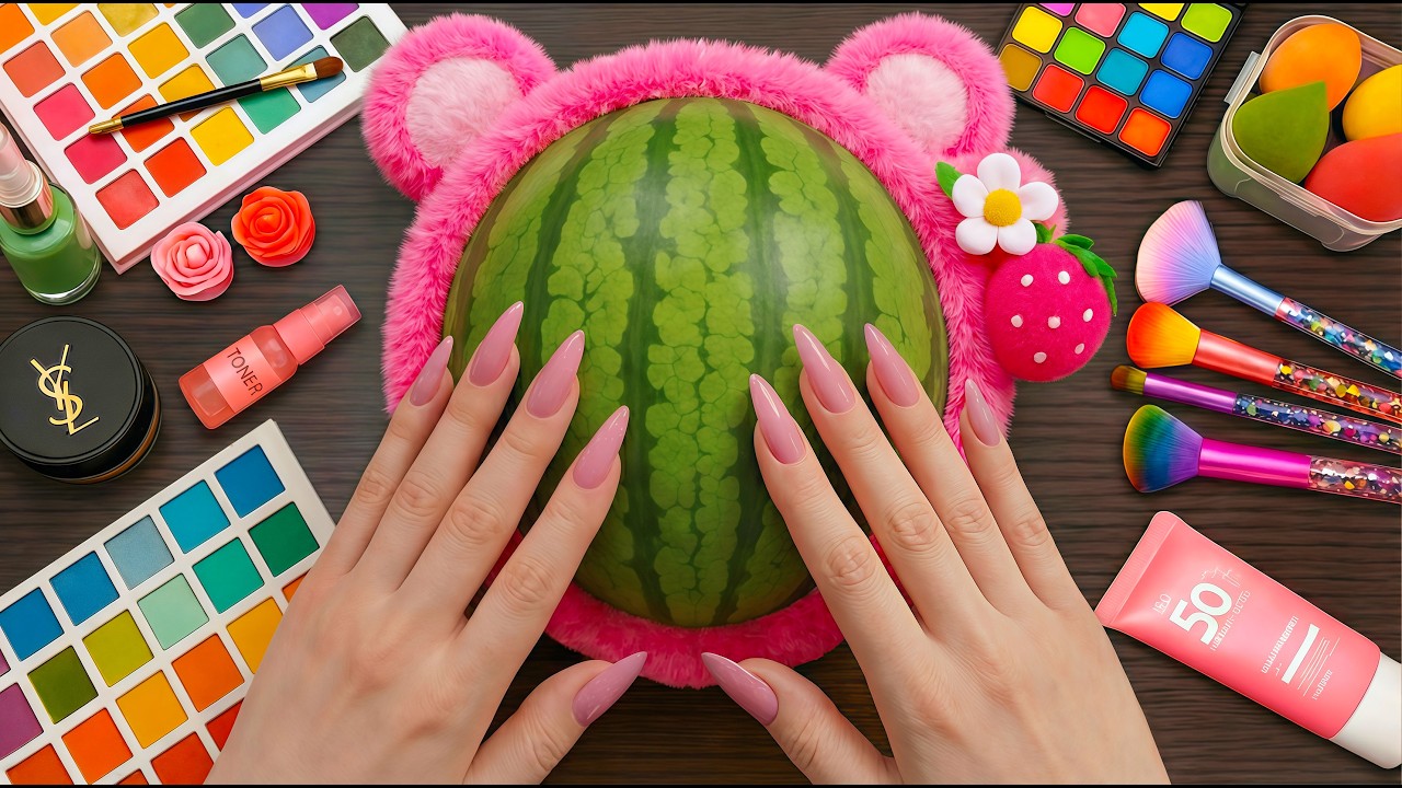 ASMR Makeup on Watermelon (No Talking)