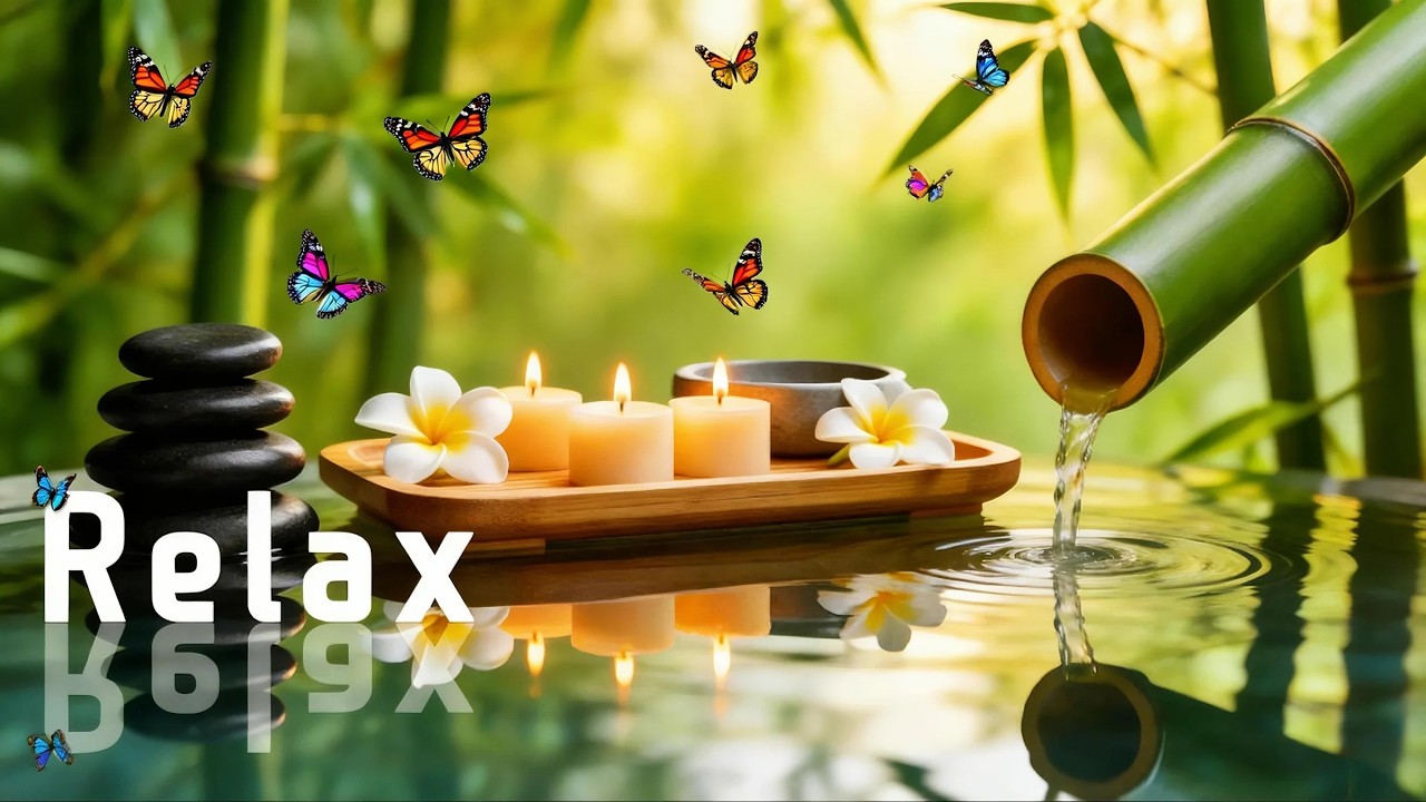 Soothing Spa Piano Music 🌿 Relaxing Sleep Music & Nature Sounds, Bamboo Water Fountain, Calm Music