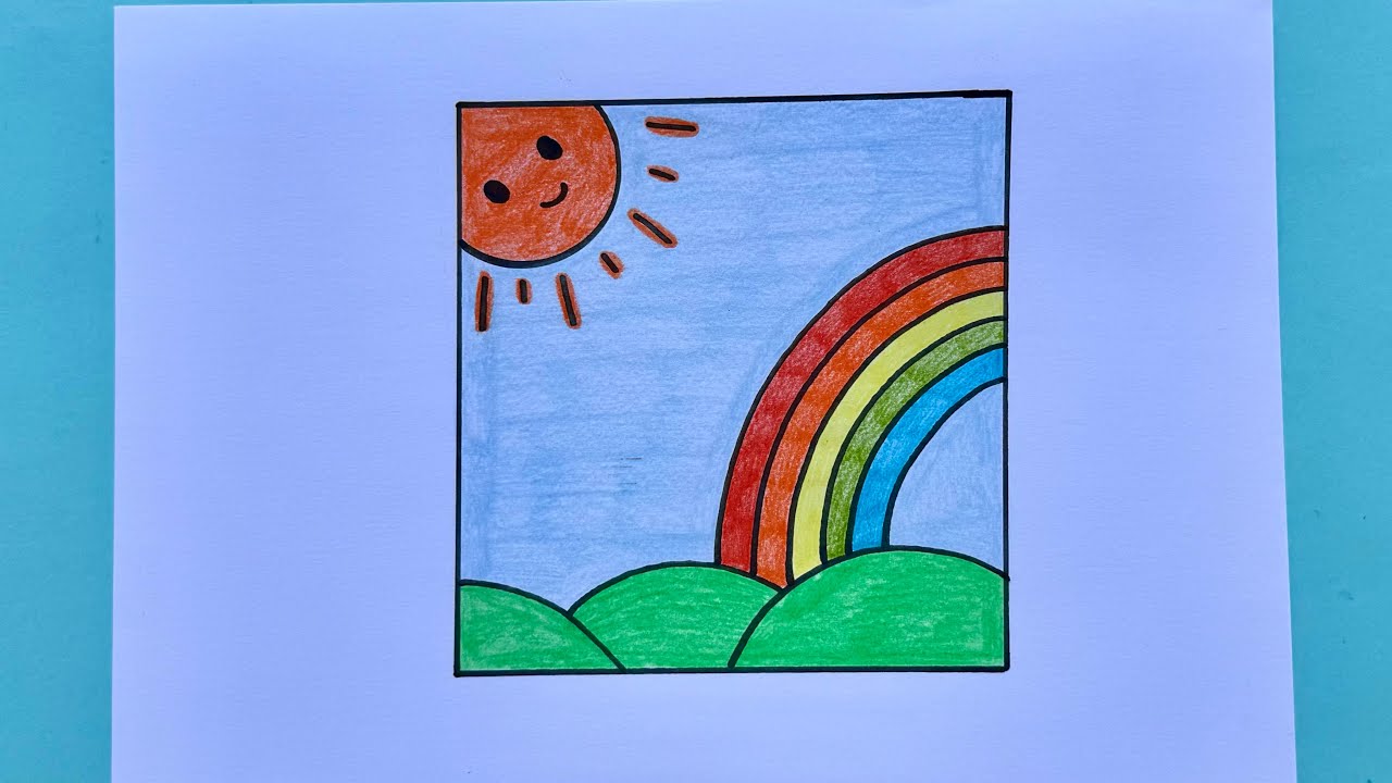 تعليم الرسم للأطفال/رسم قوس قزح/رسم ألوان الطيف/رسم شمس/رسم كيوت/رسم سهل/رسم وتلوين/rainbow drawing