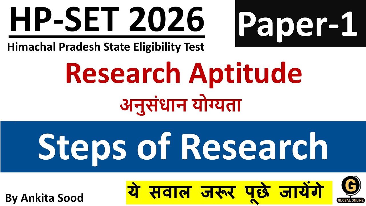 Steps of Research MCQs | Research Aptitude | HPSET Paper 1 2026 Preparation