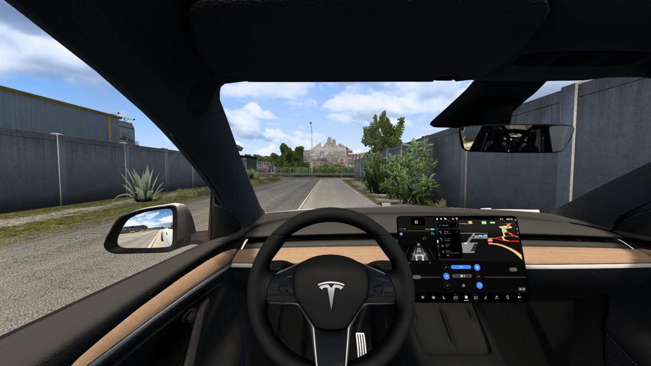 Tesla Model Y - Euro Truck Simulator 2 STEERING WHEEL GAMEPLAY