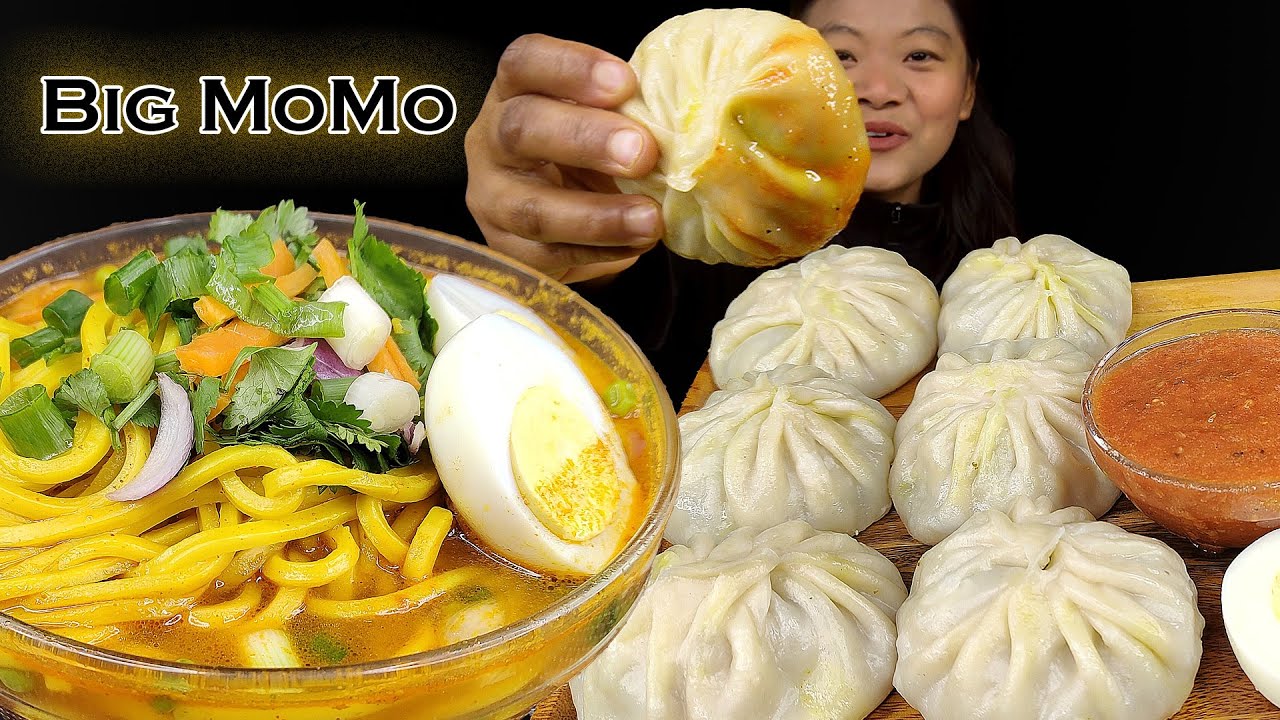 Eating Big Juicy Buff MoMo, Buff Thukpa, Momo Mukbang, Nepali Eating Show