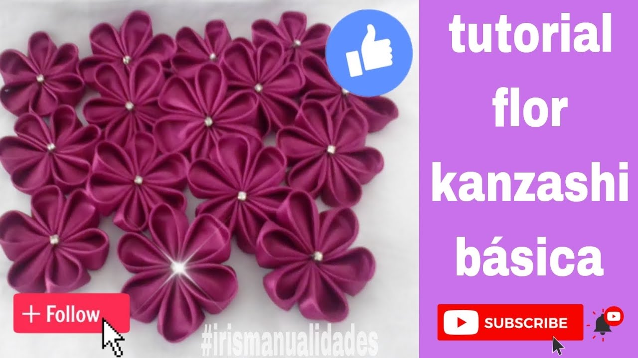 flor kanzashi fácil/ flores de tela