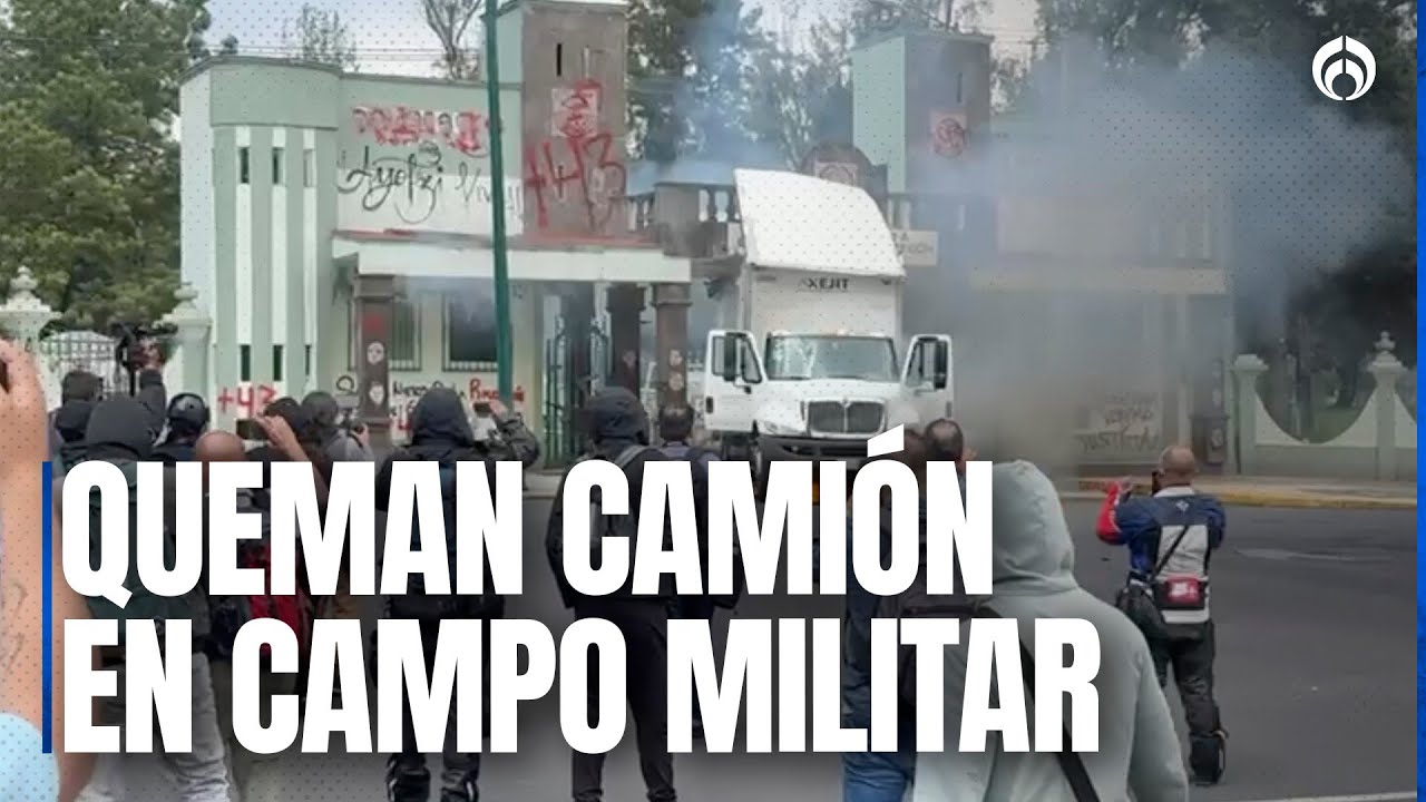 Encapuchados intentan dar portazo en el Campo Militar 1 y queman camión