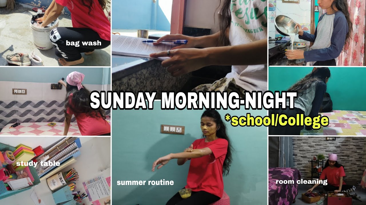 SUNDAY MORNING-NIGHT ROUTINE for SCHOOL/COLLEGE ☘️💜#studyvlog #routinevlog #school #college #vlog