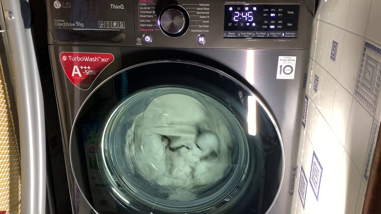 LG V10 F6V1009BTSE Turbowash 360 - Easy Care 60° full load (full length video)