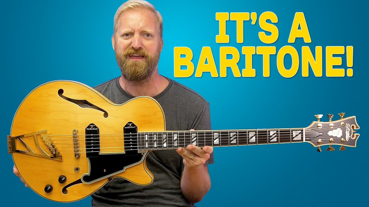 Semi-hollow Baritone? YES PLEASE! - D'Angelico Deluxe SS Baritone - (doom at the end)