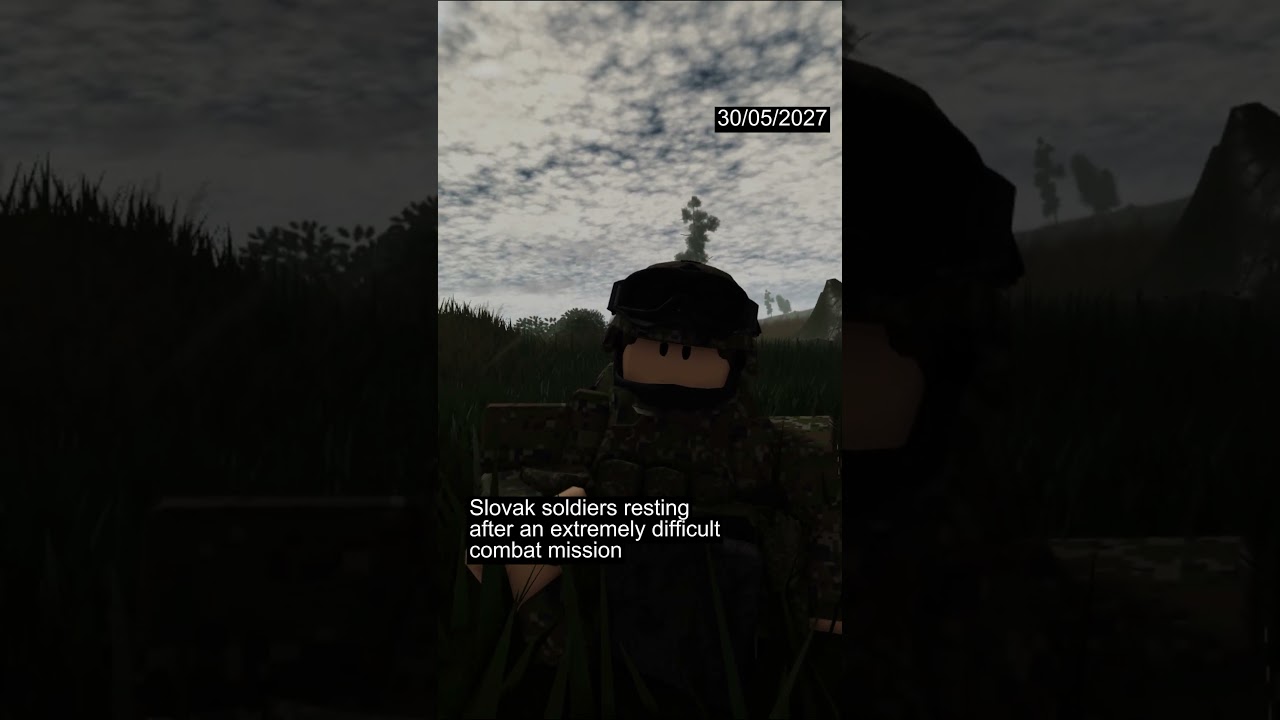 Slovak soldiers resting after an extremely difficult combat mission