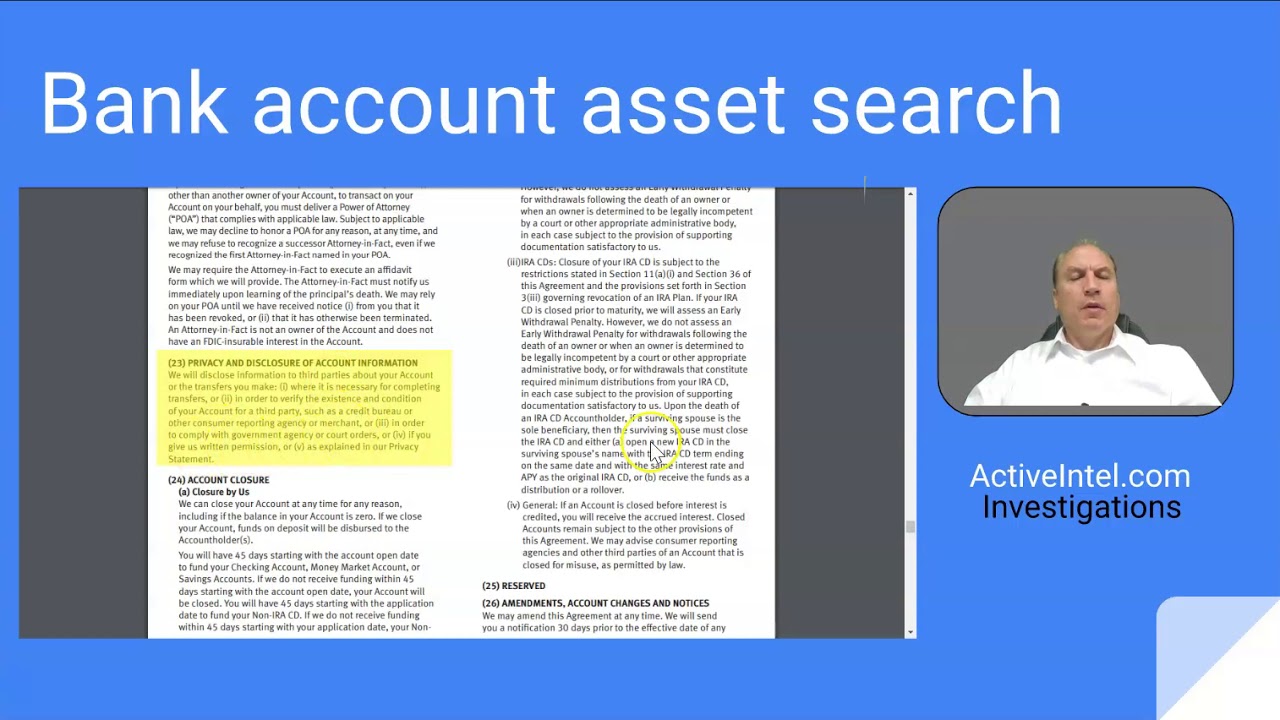 How to do a bank account search