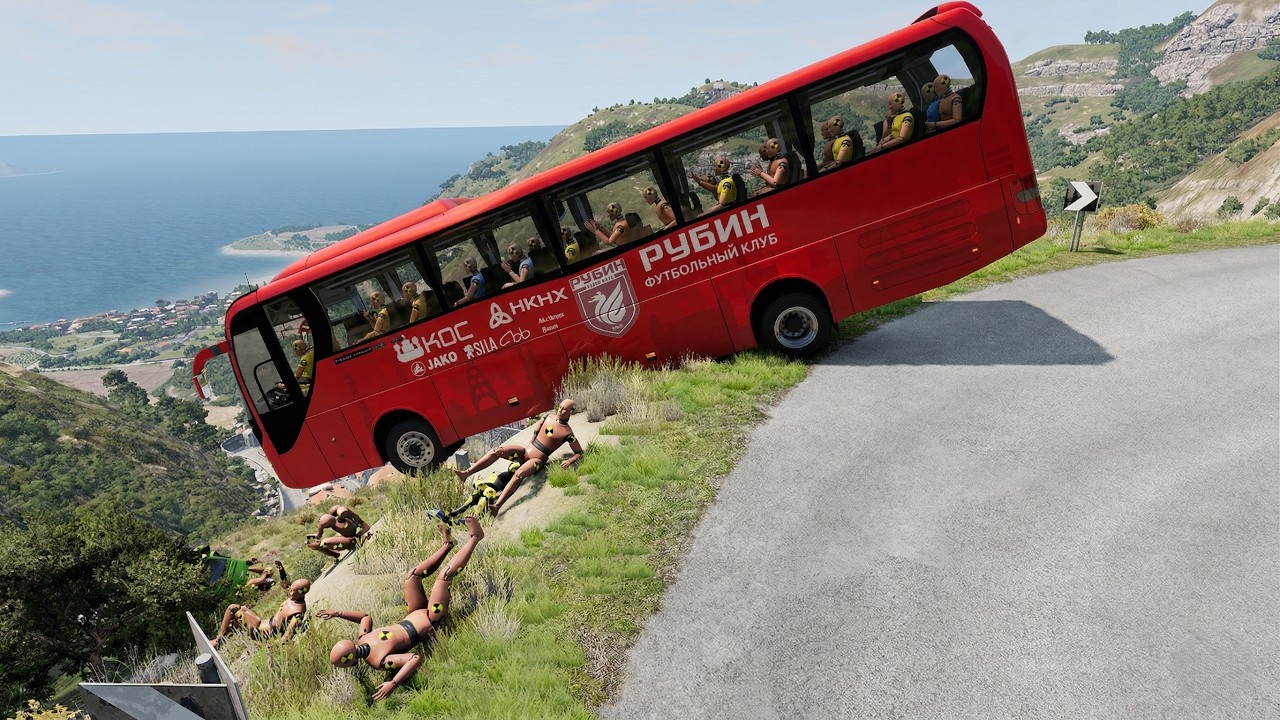 Extreme Bus Accident Simulation | Bus Crash Test | BeamNG