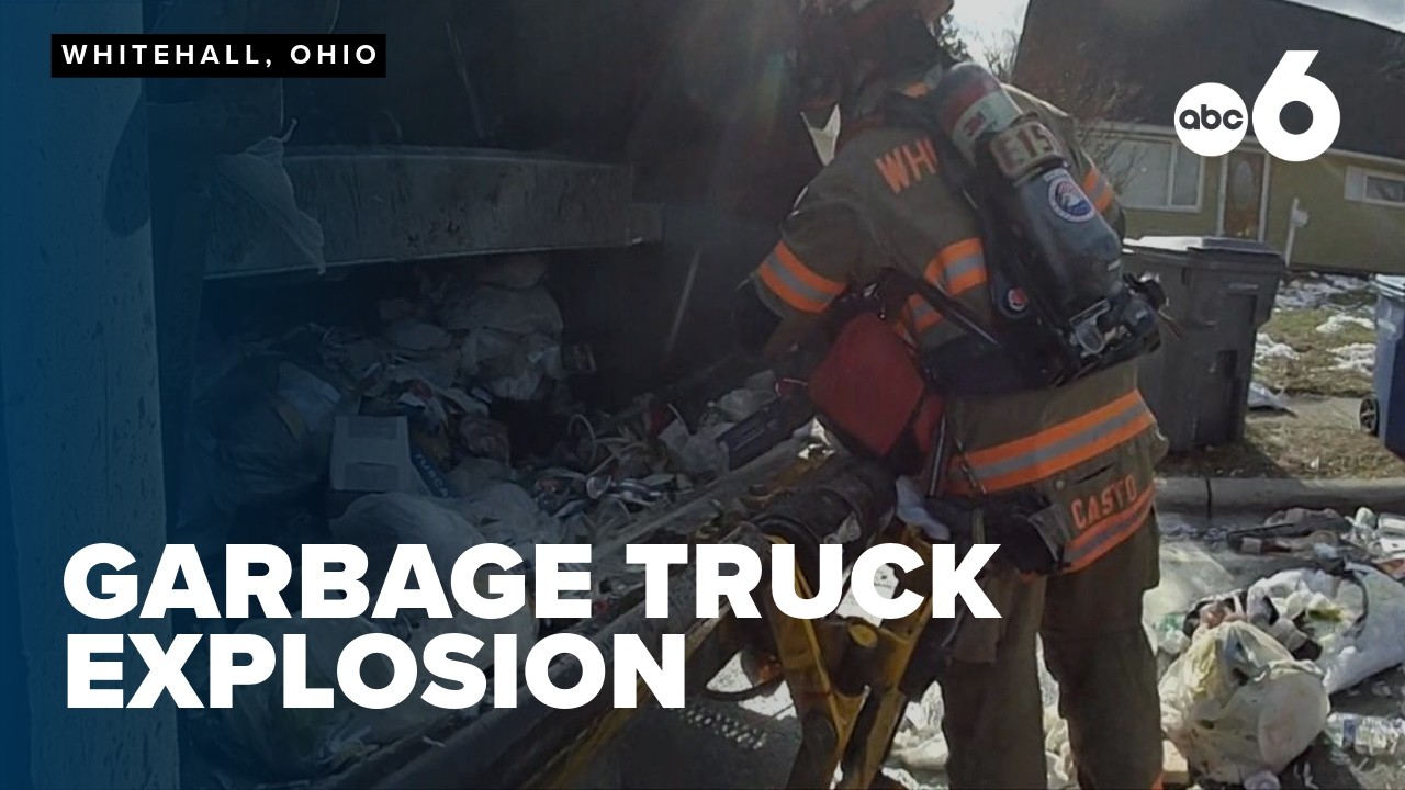 Trash collectors escape disaster as oxygen tank explodes in garbage truck