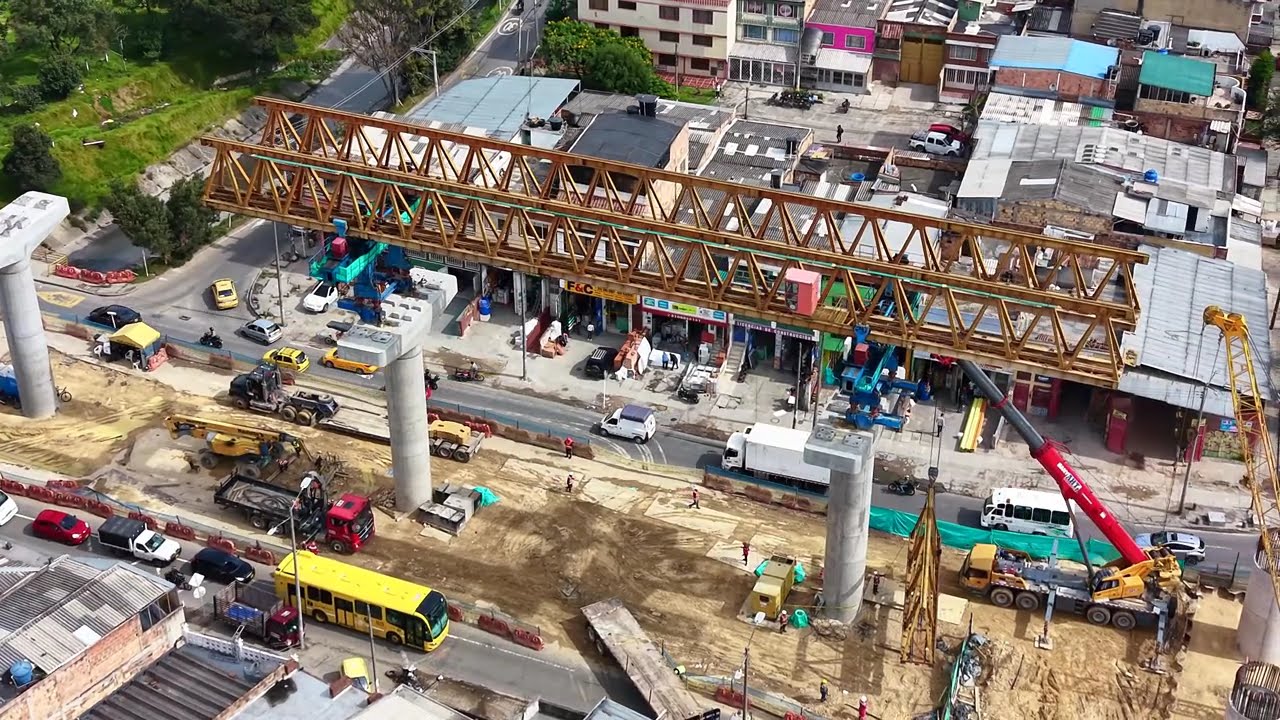 Metro de Bogotá - Continua el Armado de la Viga Lanzadora  - Estación 8 (7 de Febrero 2026)
