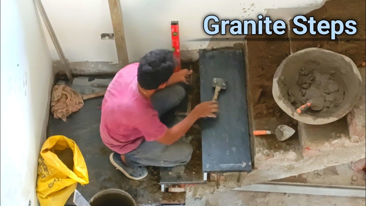 Granite Steps work Start to Finishing || Granite Stairs Fitting || ‎⁨@ChinnaTileswork⁩ 
