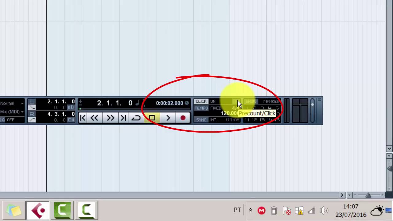 A Barra de Transporte - Cubase - 5-6-7-8 Parte 1