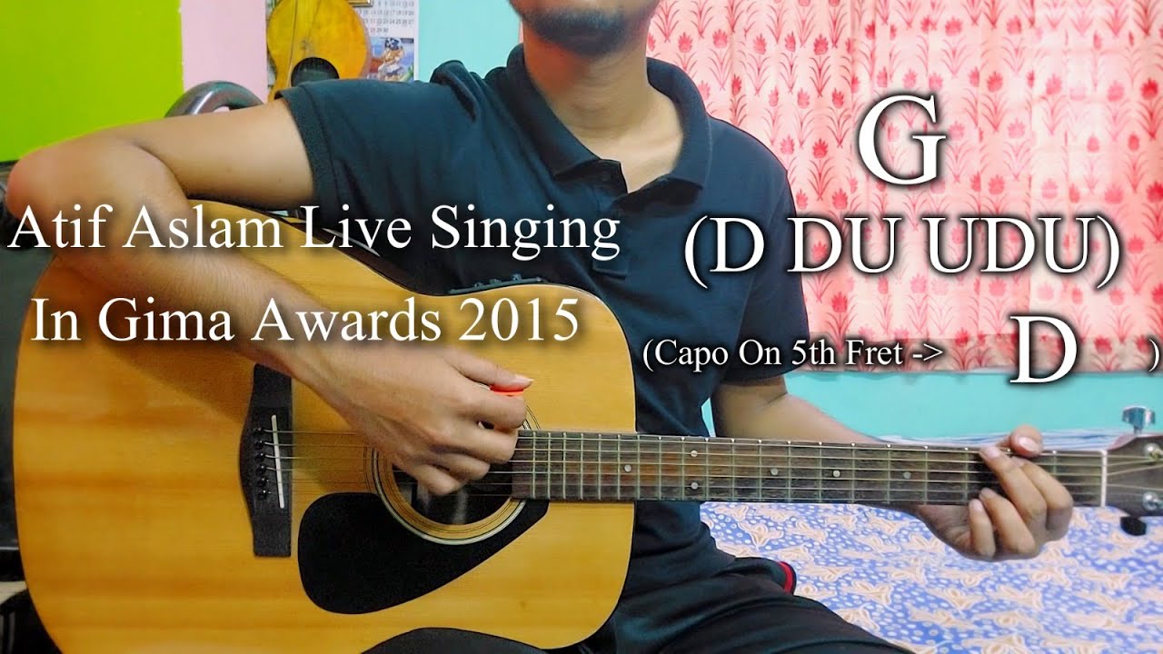 Atif Aslam live singing in Gima Awards 2015 | Easy Guitar Chords Lesson+Cover, Strumming Pattern...