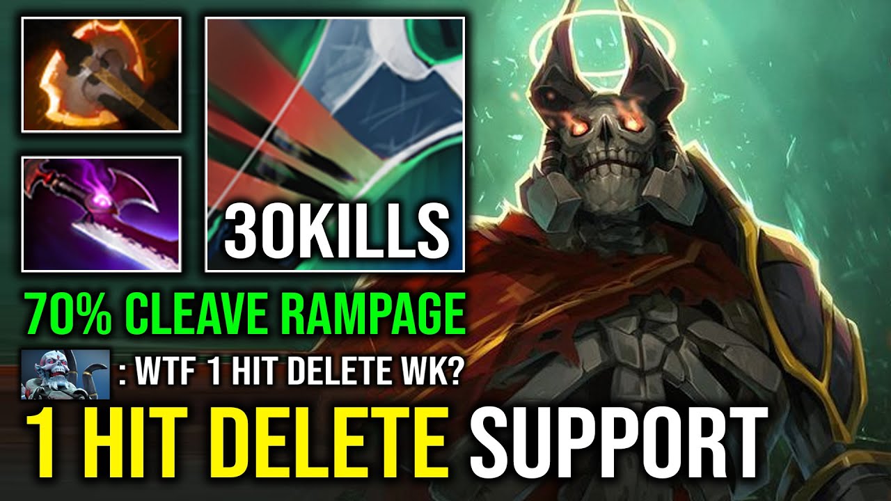 WTF 1 HIT DELETE SUPPORT 1v5 Rampage 70% Battlefury Cleave Max Crit Wraith King Dota 2